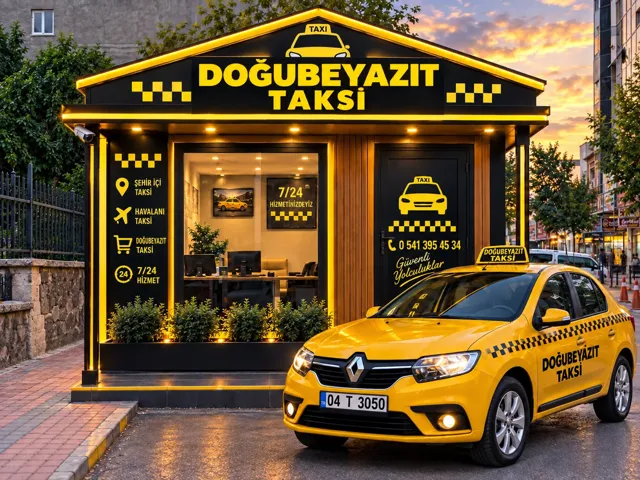 Doğubeyazıt Taksi durağı ve sarı taksi